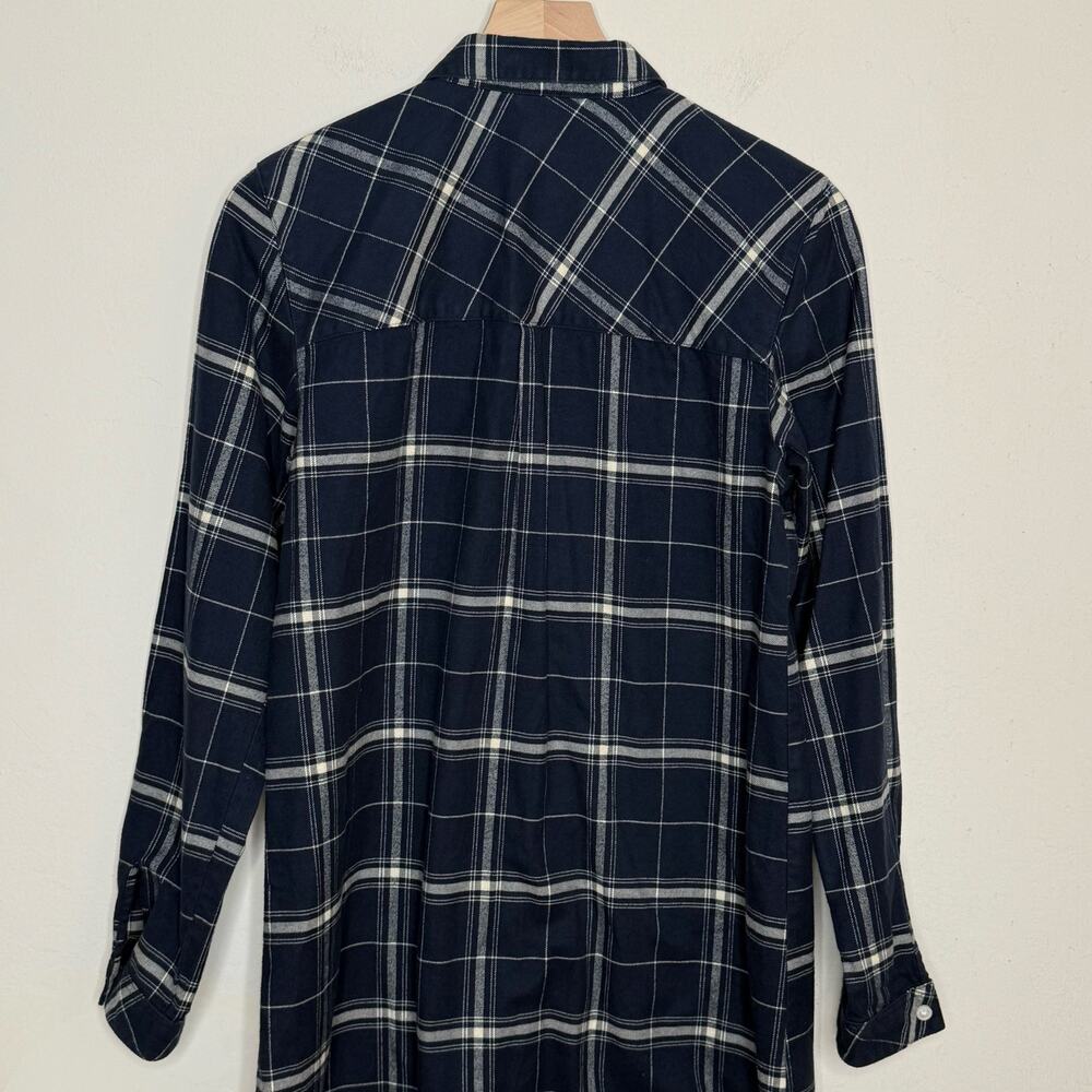 Garnet Hill Womens M Blue Plaid Shirt Dress Button Front Cotton Preppy Cottage - Picture 7 of 9